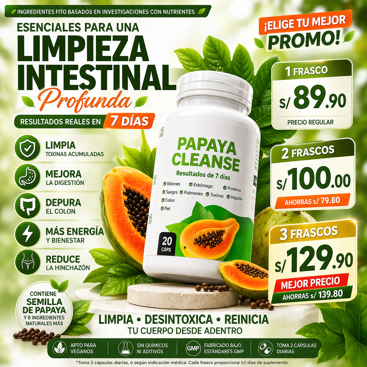 🍃 Limpia tu colon naturalmente PAPAYA CLEANS✨🌿